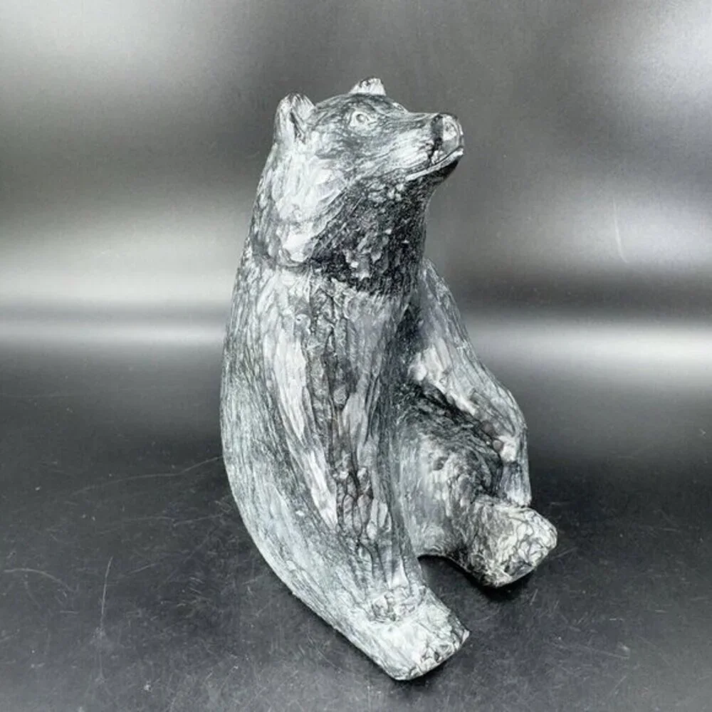 Vintage A Wolf Original Sculpture Large Bear Hand Carved Canada W Sticker Marked